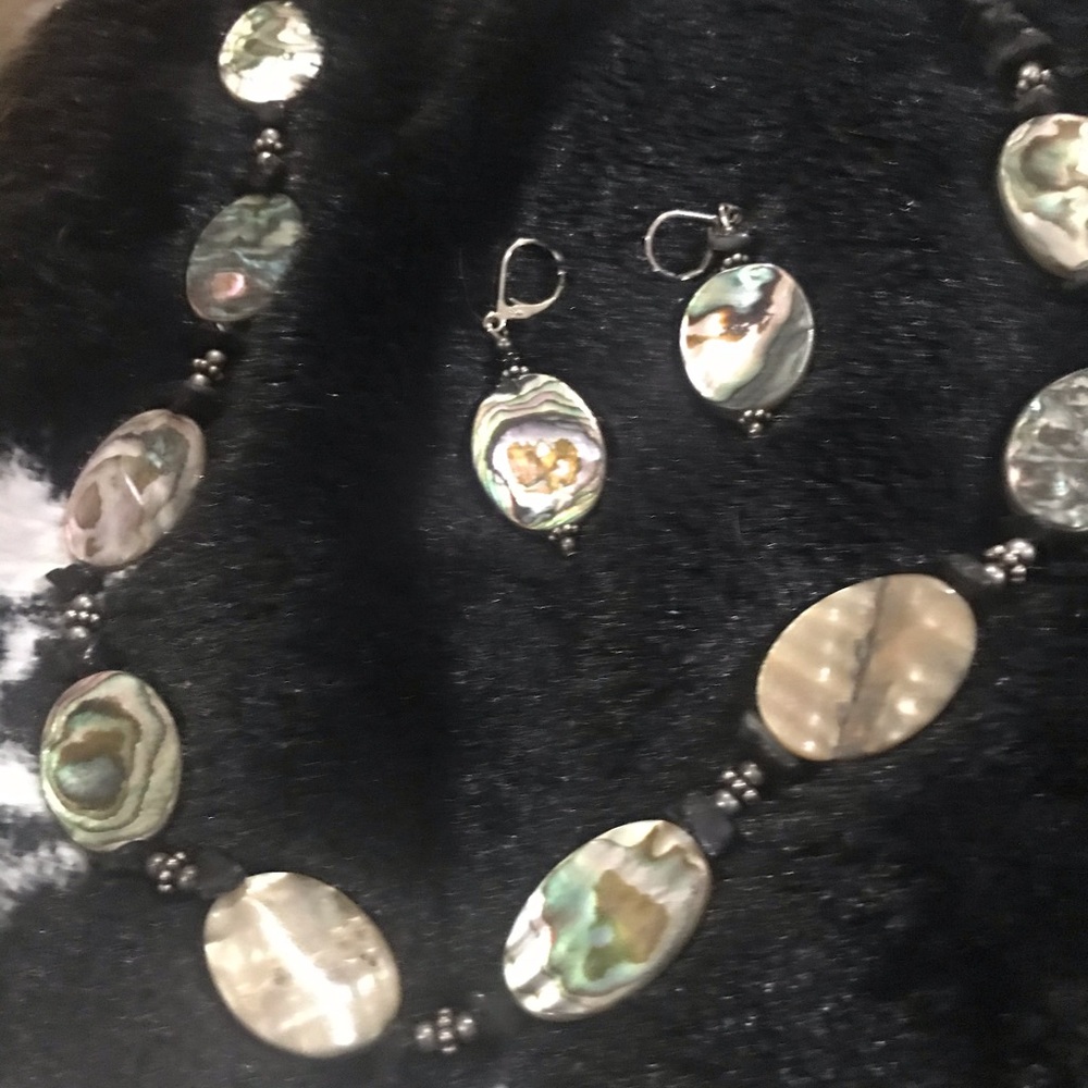 Abalone Shell Reversible Necklace And Earrings - image 5